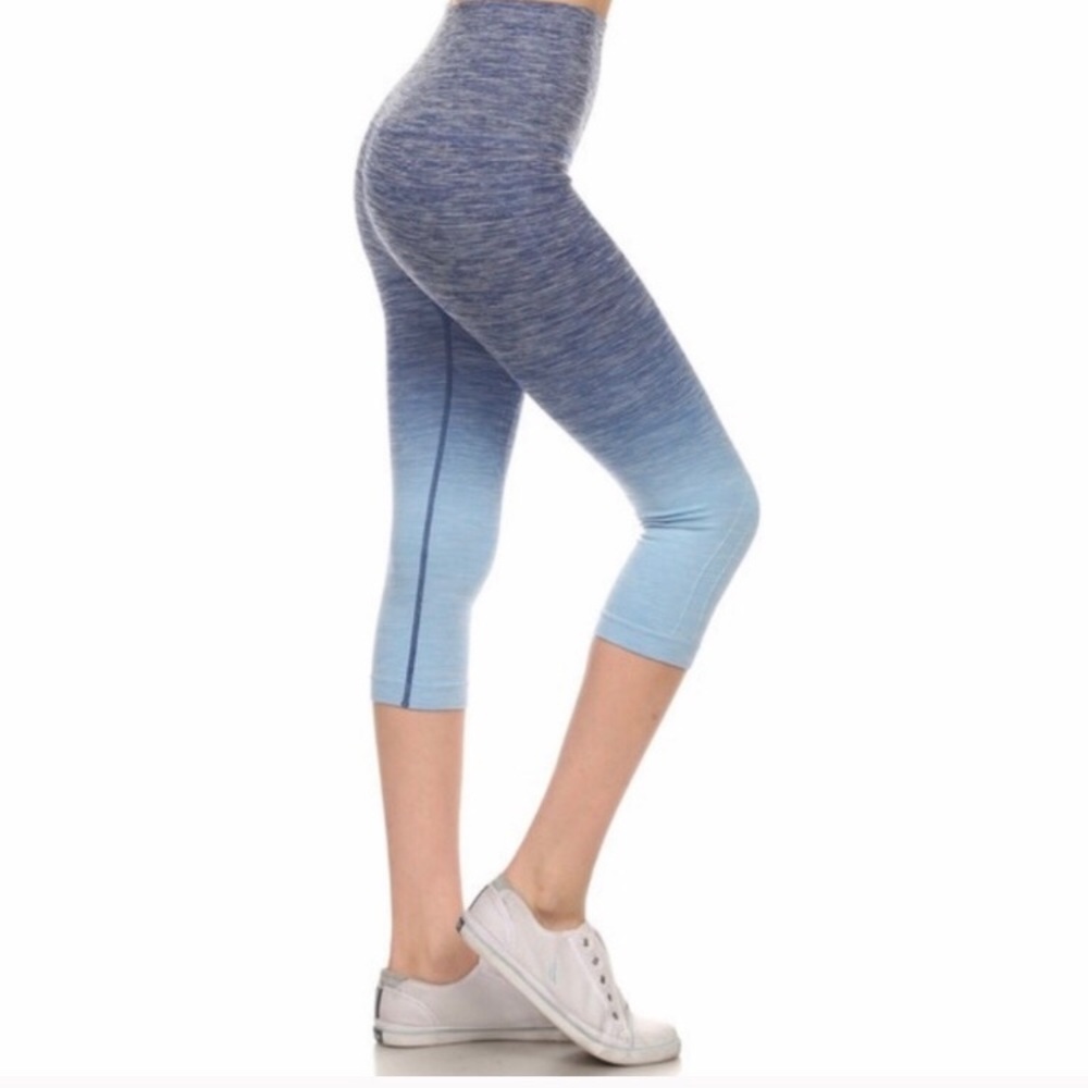 High waist ombré stretch capris